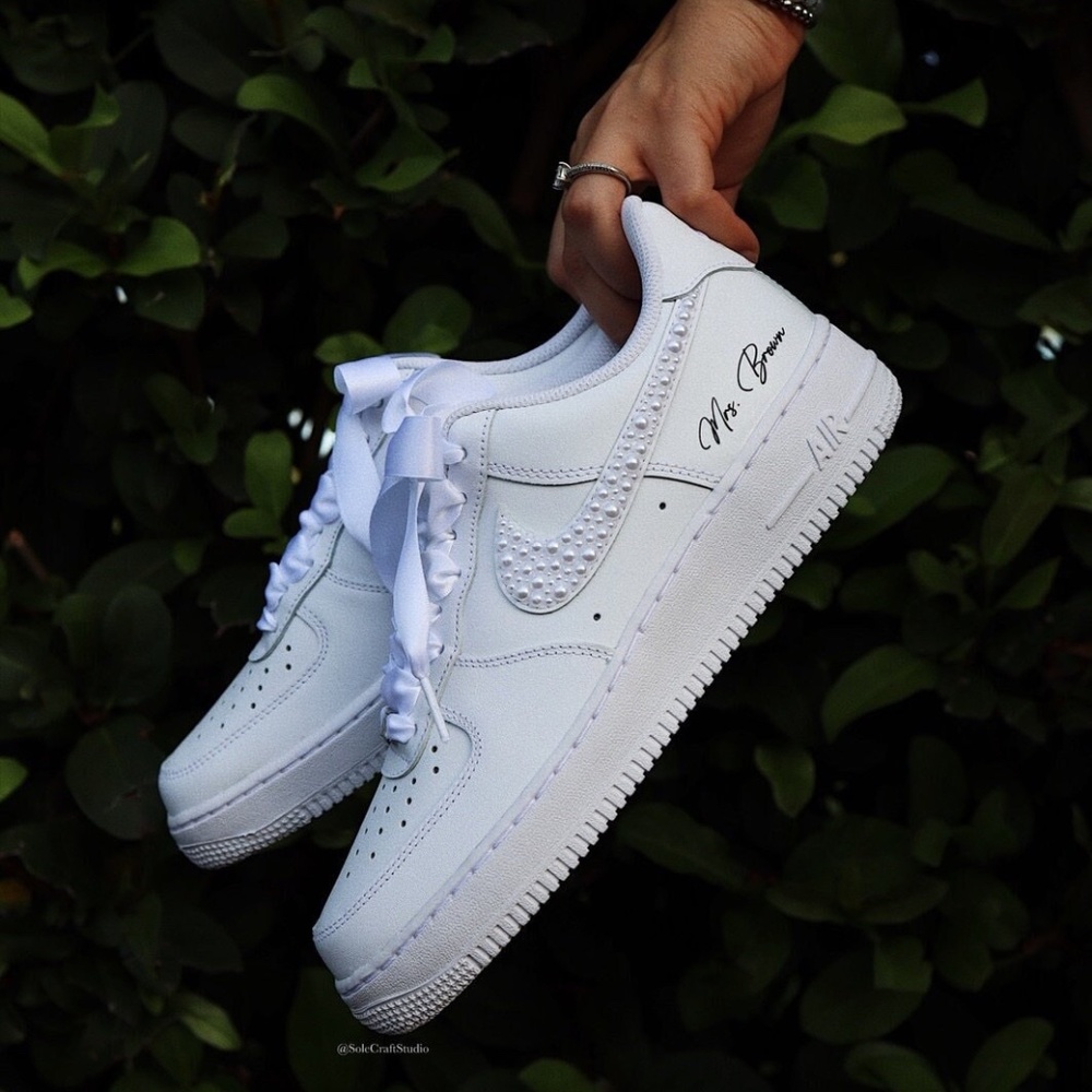 Wedding Sneakers for the Bride - Personalized Bridal Shoes - Nike Air Force 1